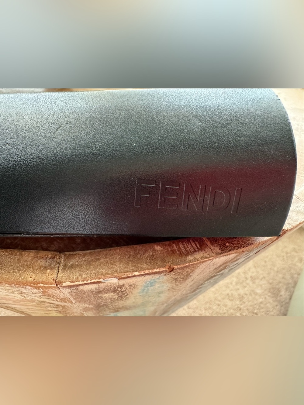 Fendi Black Embossed Leather Cover
